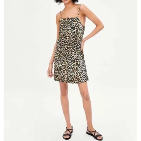Zara Dress Womens Small Yellow Black Leopard Square Neck Mini Stretch Knit - Picture 2 of 8
